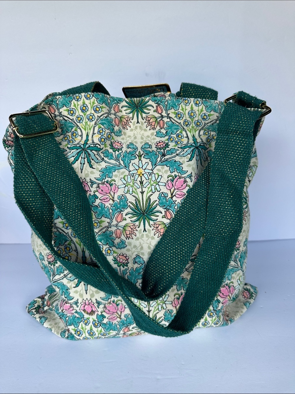 Dwell Floral Bag with Green Straps NWT - Picture 3 of 10